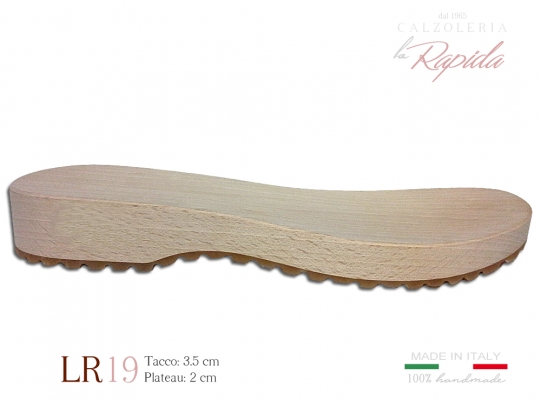 Fondo in legno da uomo tacco 4 cm