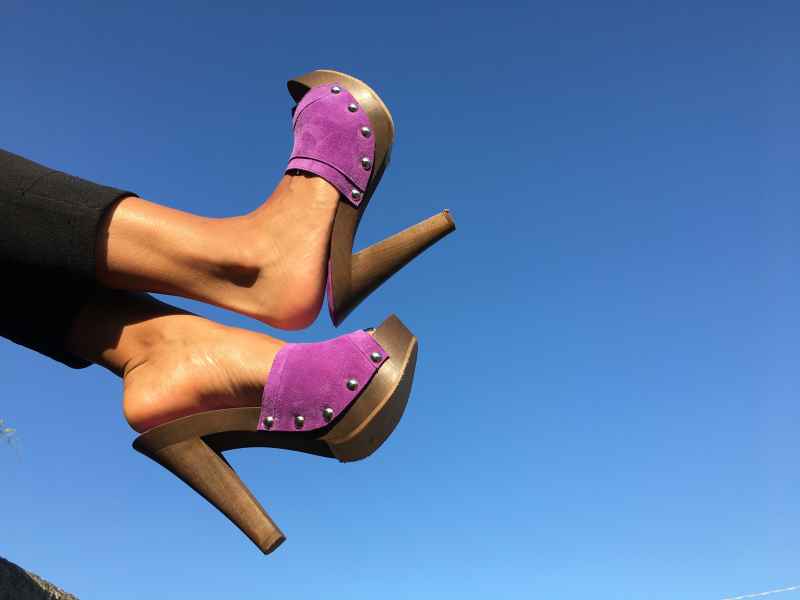 Zoccoli Alti donna 2021 primavera estate camoscio viola indossati Calzoleria la rapida