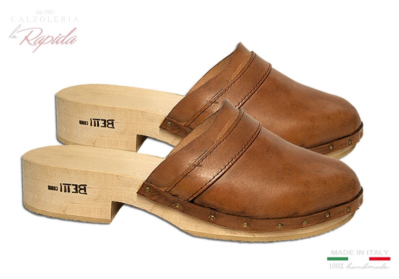 Zoccoli Danesi In Legno Clogs Uomo in Pelle | La Rapida