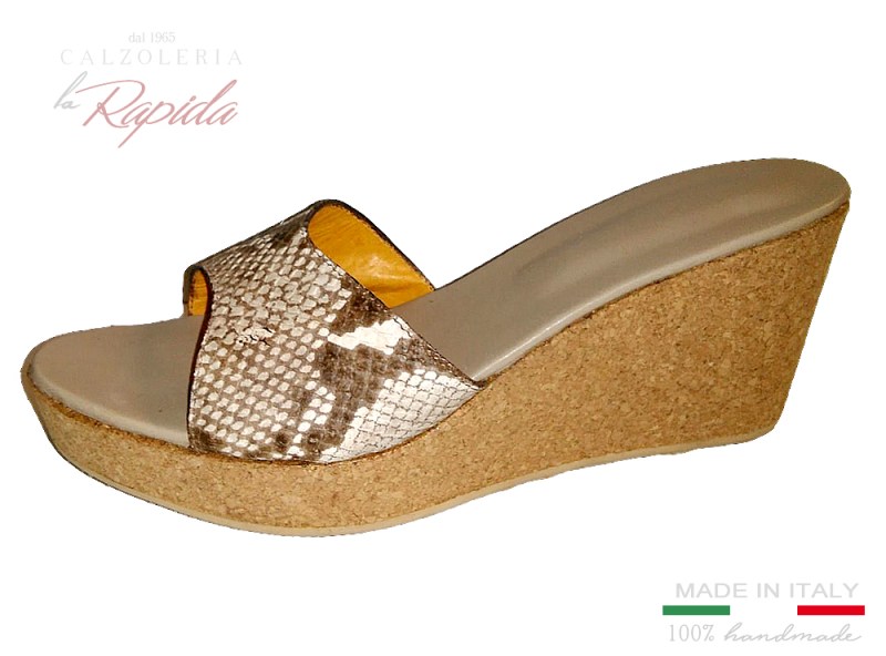 ► Ciabatte a zeppa da donna | Sughero e Pelle 100% Made in Italy | LA RAPIDA