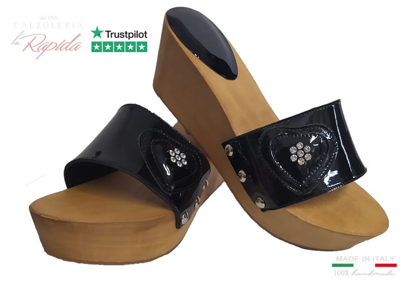 Zeppe Eleganti Moda 2024 Nere Lucide con Cuore