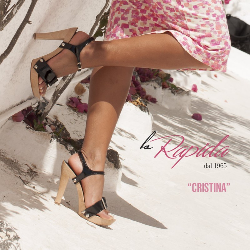 Sandali Donna Indossati di Lusso con Tacco 12 Pelle Nero Lucida