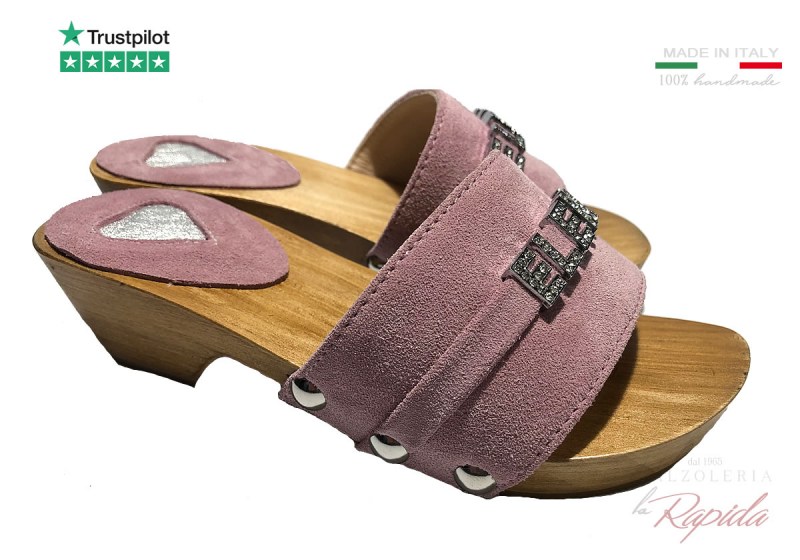 Zoccoli bimba pelle camoscio rosa