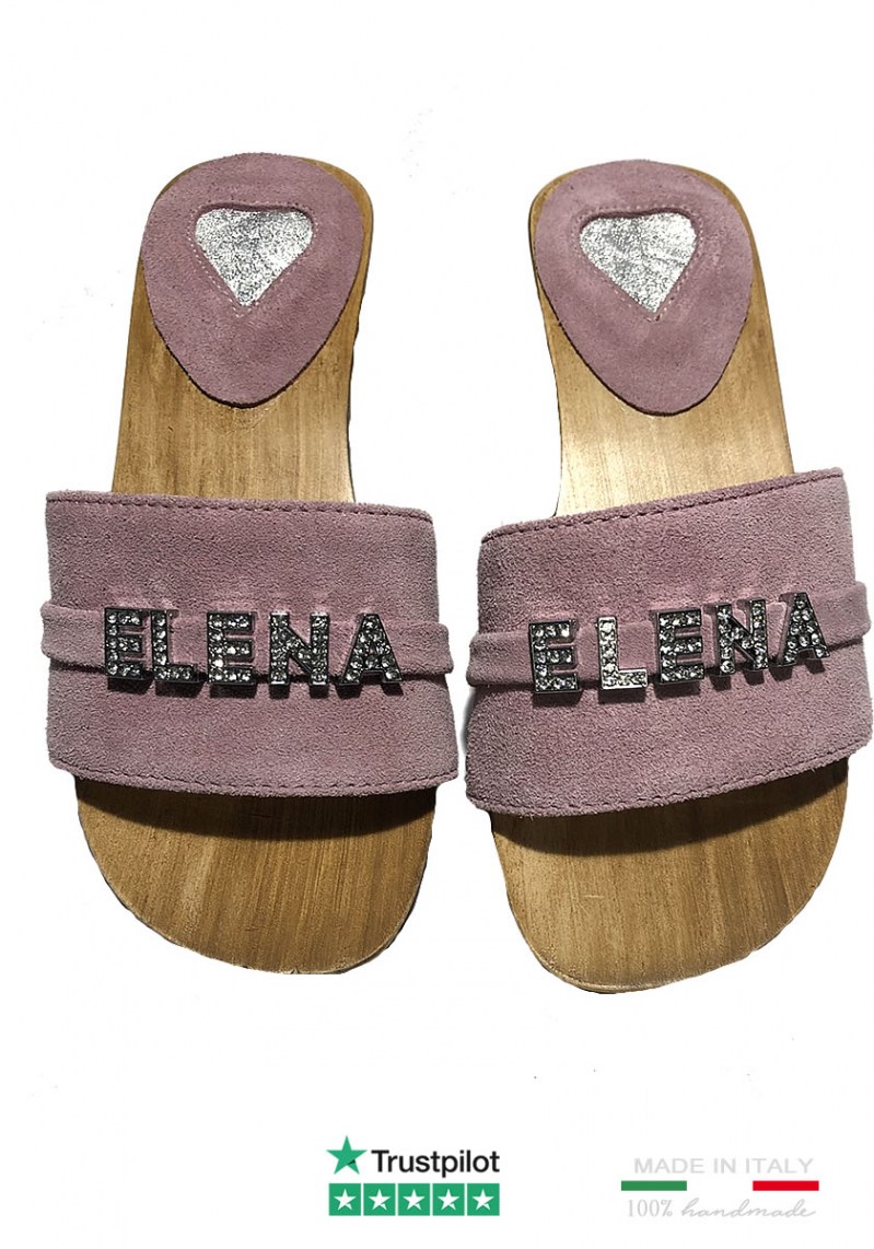 Zoccoli bimba estate 2024 pelle camoscio rosa