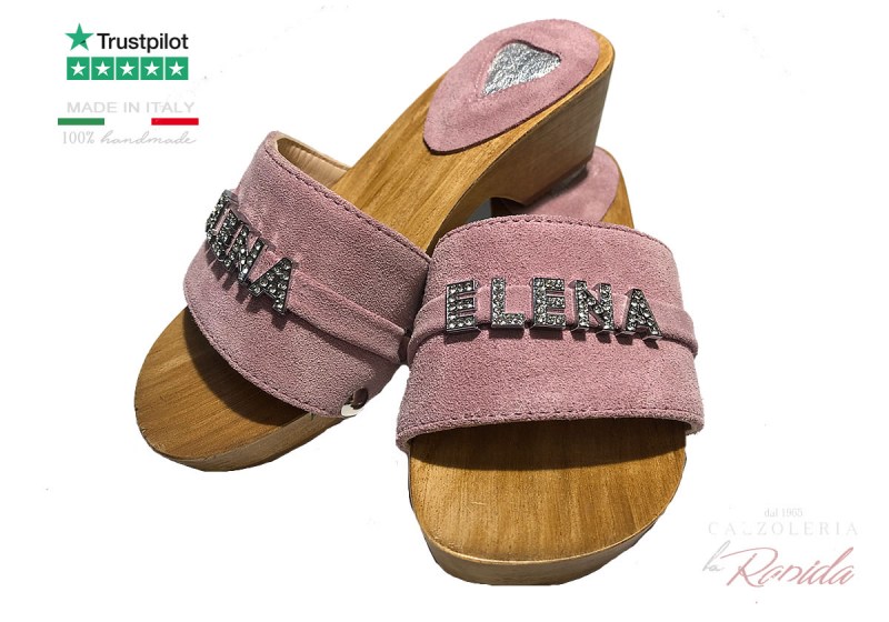 Zoccoli Bambina pelle camoscio rosa