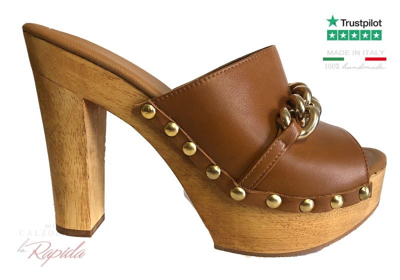 Zoccoli Donna Estate 2024 Pelle Cuoio