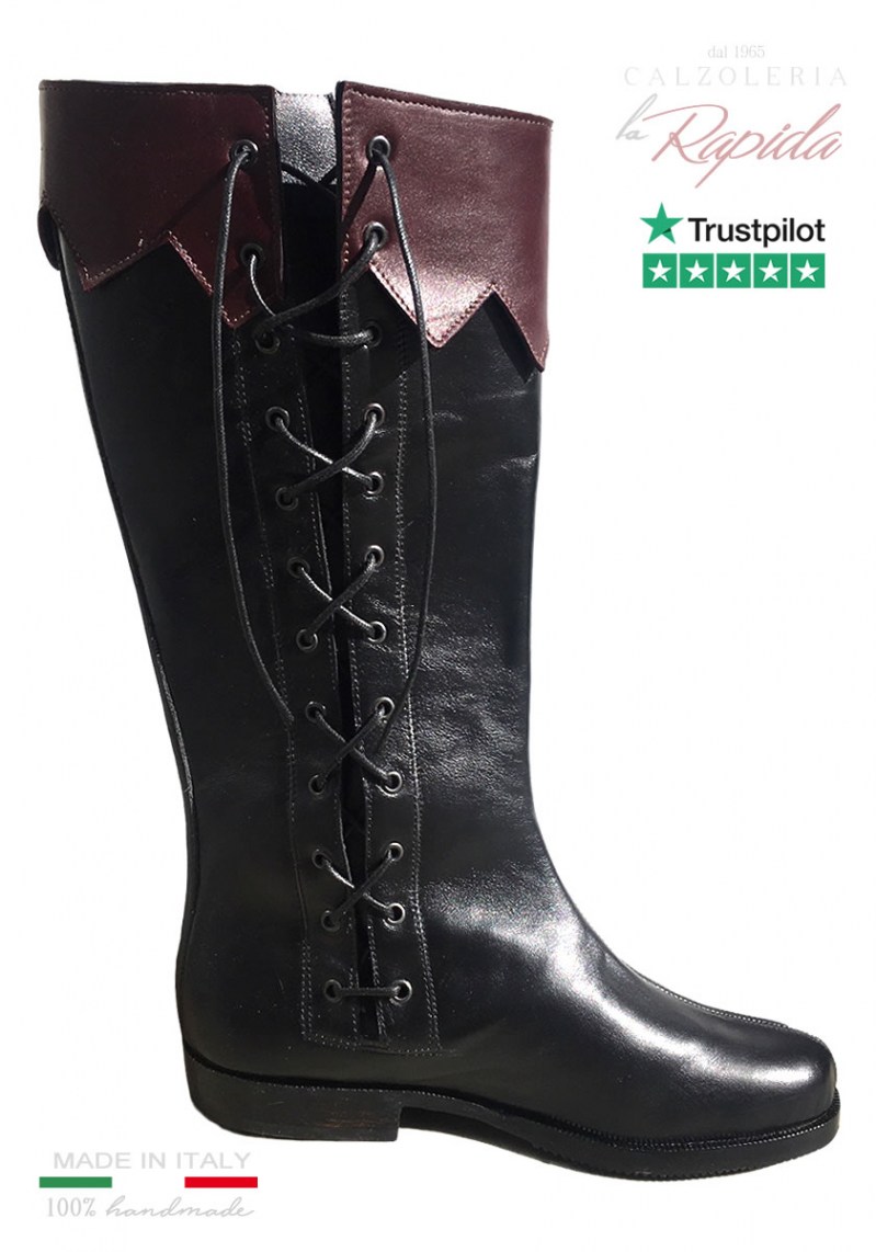 Stivali Medievali Artigianali Su Misura Con Lacci Orlatura