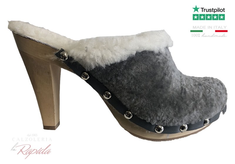 Mules Clogs Zoccoli Chiusi Inverno con Pelliccia