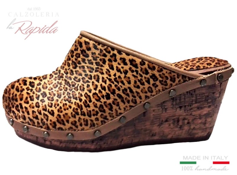 ► Zeppe donna invernali | In sughero con pelle maculata | LA RAPIDA