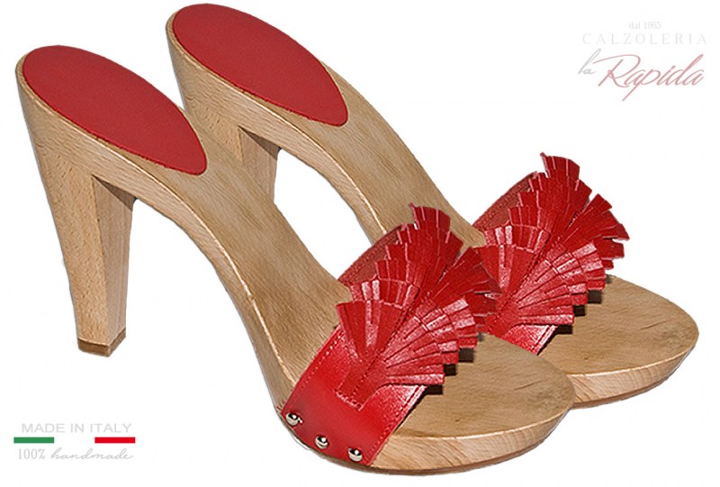 Zoccoli Glam Moda 2024 Rossi Frangia Estate Tacco Fine | La Rapida