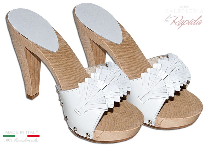Zoccoli Donna Estate 2024 con Frangia Eleganti in Legno