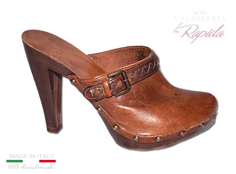 Zoccoli Svedesi Anni 70 Sabot Vintage Donna in pelle Retrò | La Rapida