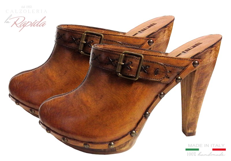 Zoccoli Svedesi Anni 70 Vintage Retrò Donna con Fibbia 