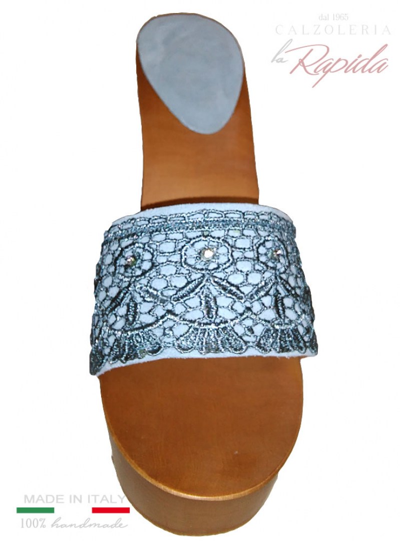 Zoccoli in Pelle Acquamarina Estate Mules Clog Summer 2024