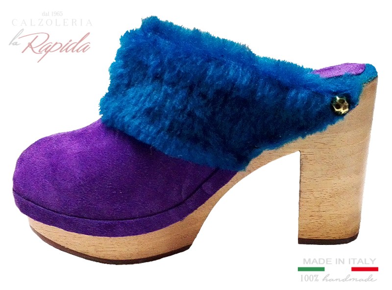 ► Sabot viola con pelliccia blue | Moda Zoccoli inverno 2019 | LA RAPIDA