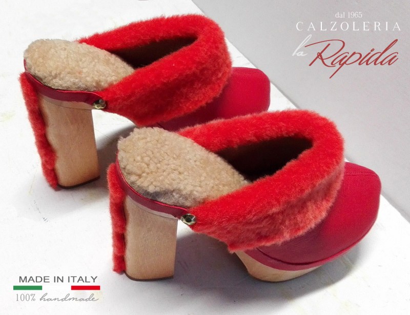 ► Calzature Rosse da donna invernali con pelo e pellicciotto | LA RAPIDA