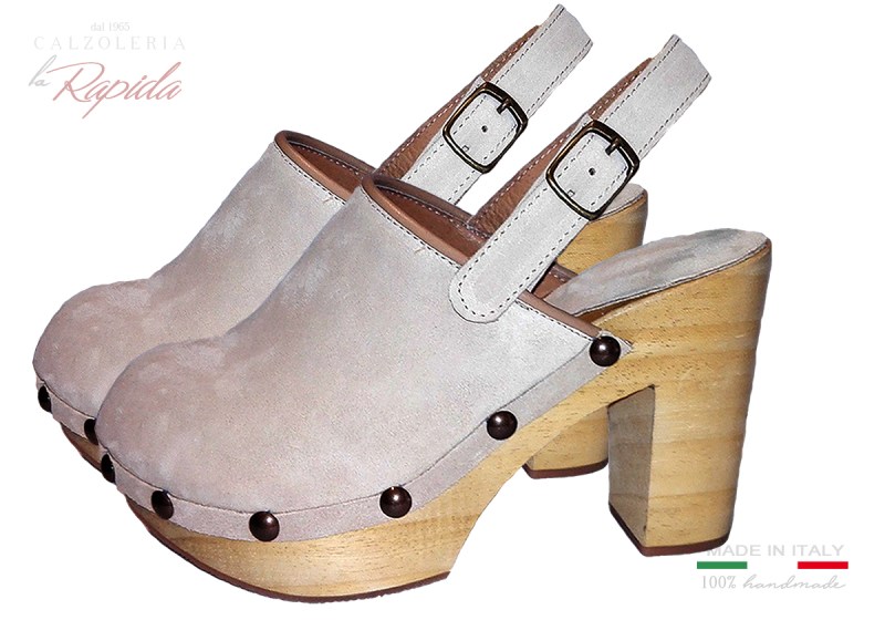 Zoccoli Danesi Mules Clogs Beige Camoscio | La Rapida