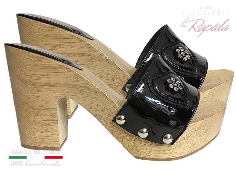 Zoccoli Gioiello con swarovski Decorazione con Cuore Tacco Medio Estate 2024