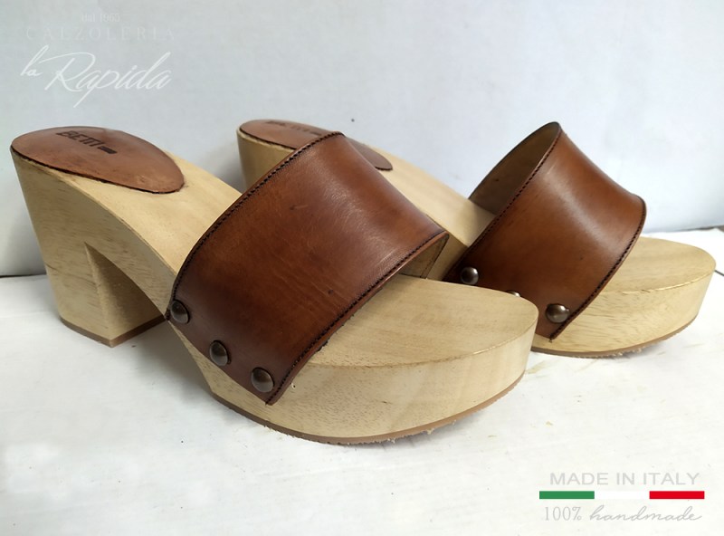 Mules Clogs Zoccoli Donna Estate Tacco Medio Fatti a Mano