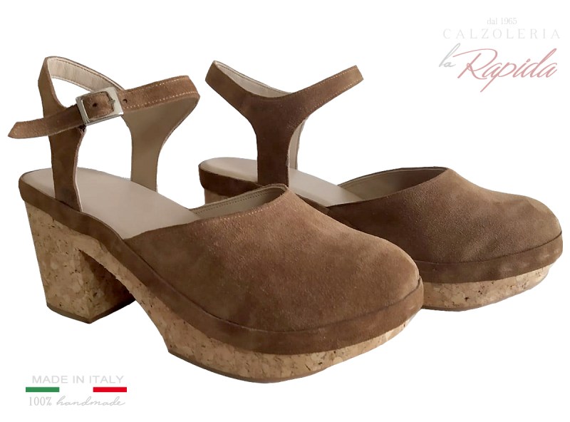 Clogs Sabot Donna Sandali con Tacco in Sughero Estate