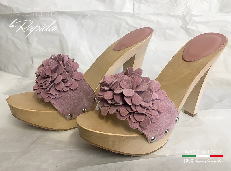Zoccoli da Mare con Tacco a Spillo Sexy Fascia Rosa con Fiori