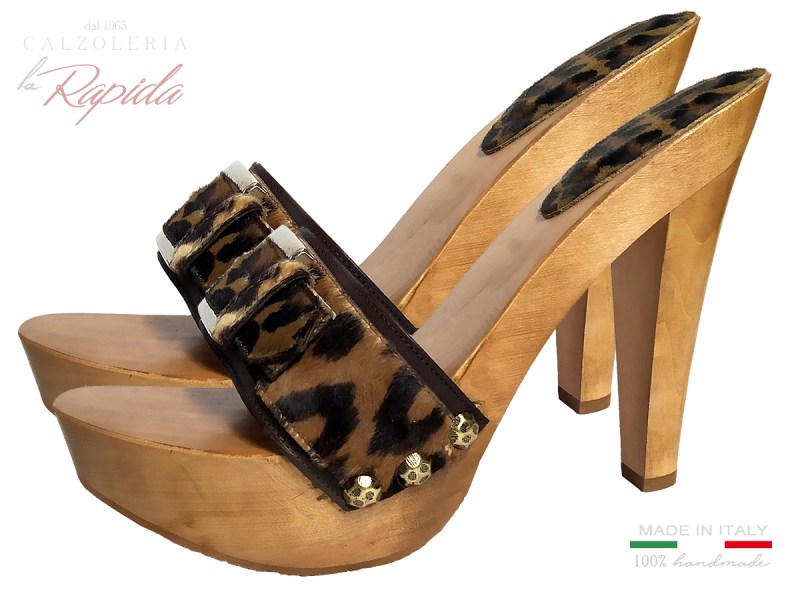 Zoccoli Donna Maculari Leopardati Sexy Estate Tacco Fine