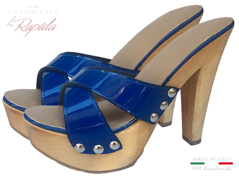 Zoccoli 2024 Tacco a Spillo Doppia Fascia Incrociata Blu Forte dei Marmi
