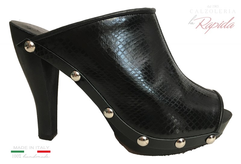 Sabot Donna Neri Fascia Avvolgente Estate Autunno