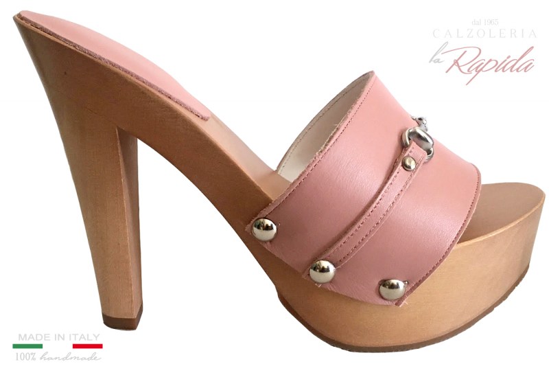 Pink Mules Clogs Woman High Heels Sexy Elegant
