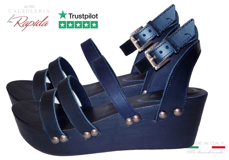 Sandali Zeppa Legno Donna Neri Eleganti Moda 2024