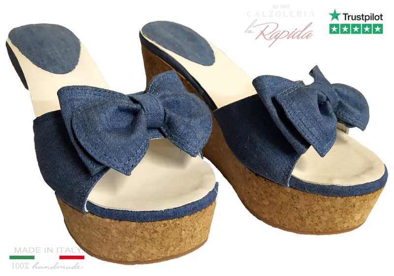 Zeppe Con Fiocco Jeans Denim In Sughero Estate 2024