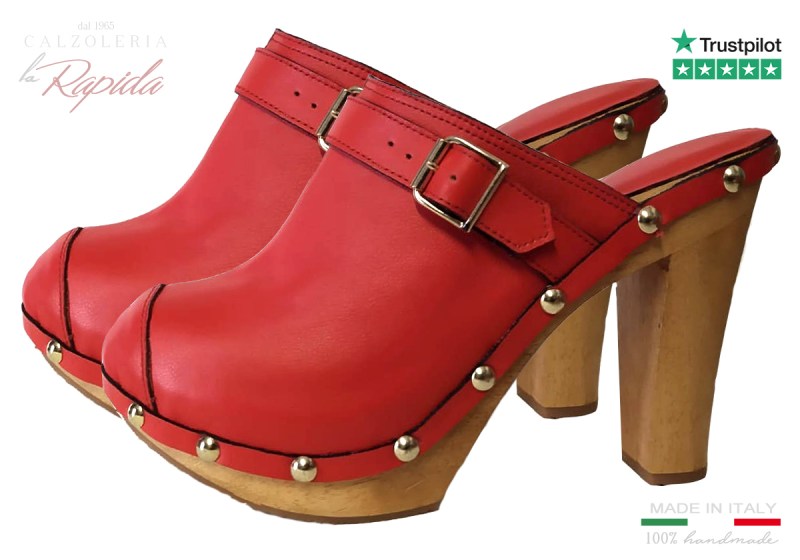 Clogs Donna Legno Rossi 2024 Sabot in Pelle