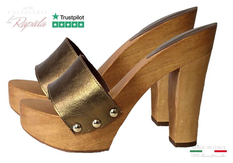 Zoccoli Bronzo in Legno Eleganti Glamour | La Rapida