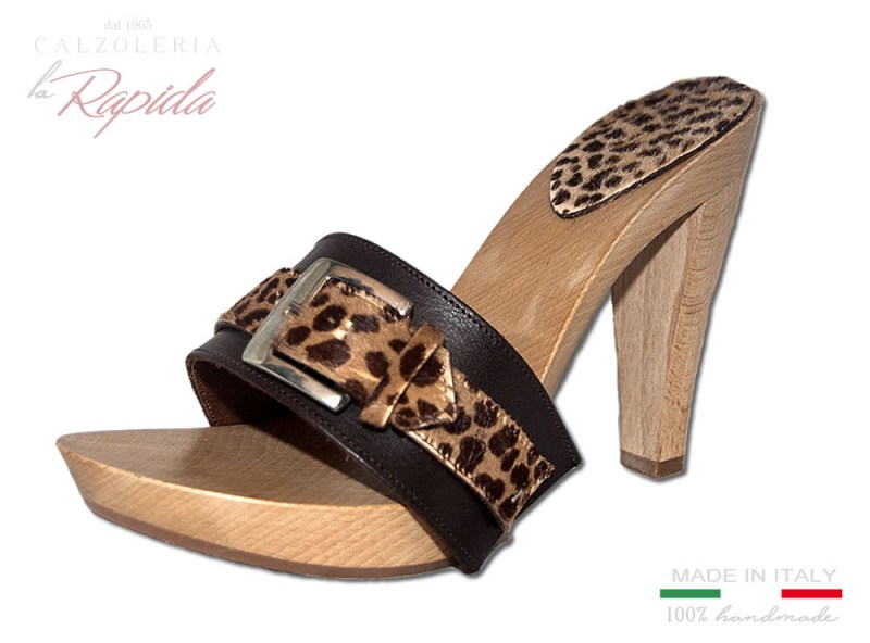 Zoccoli Alti Estate 2024 sexy Tacco 12 Maculati Leopardati in legno artigianali