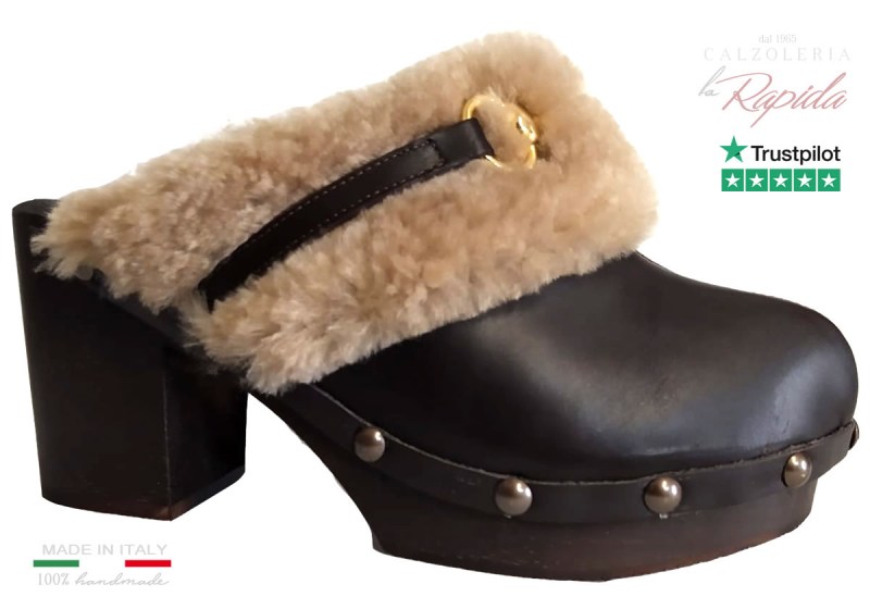 Sabot Donna Pelliccia Beige Tortora Autunno Inverno 2024 | La Rapida