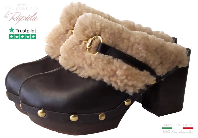 Sabot Donna Pelliccia Beige Tortora Autunno Inverno 2024 | La Rapida
