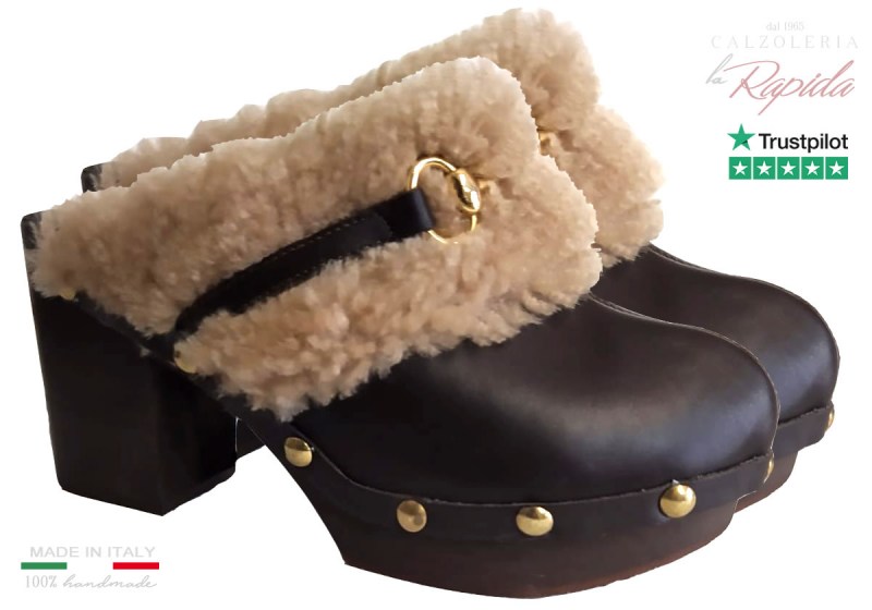 Sabot Donna Pelliccia Beige Tortora Autunno Inverno 2024 | La Rapida