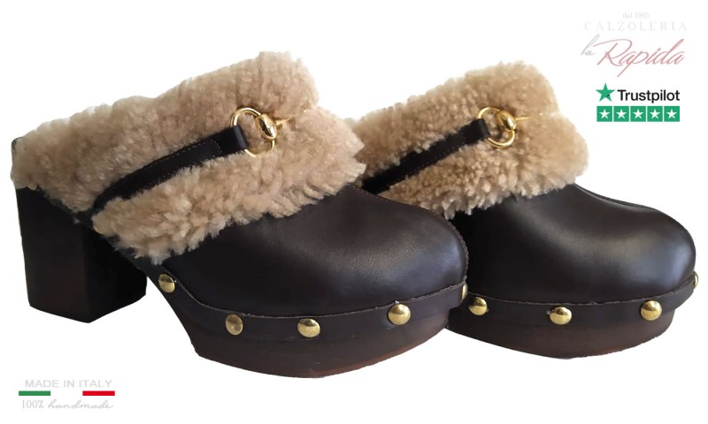 Sabot Donna Pelliccia Beige Tortora Autunno Inverno 2024 | La Rapida