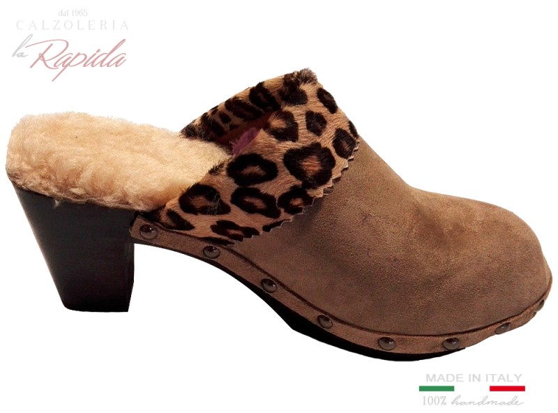 Sabot donna invernali | Tacco medio Pelliccia montone | La Rapida Betti1965