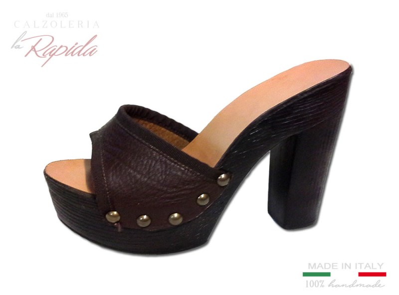 Zoccoli Artigianali in Legno Marroni Tacco Largo | Estate 2024