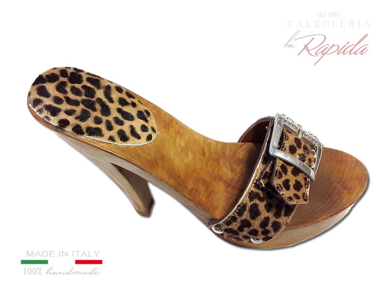 Zoccoli Leopardati tacco alto estate con cintura regolabile | La Rapida