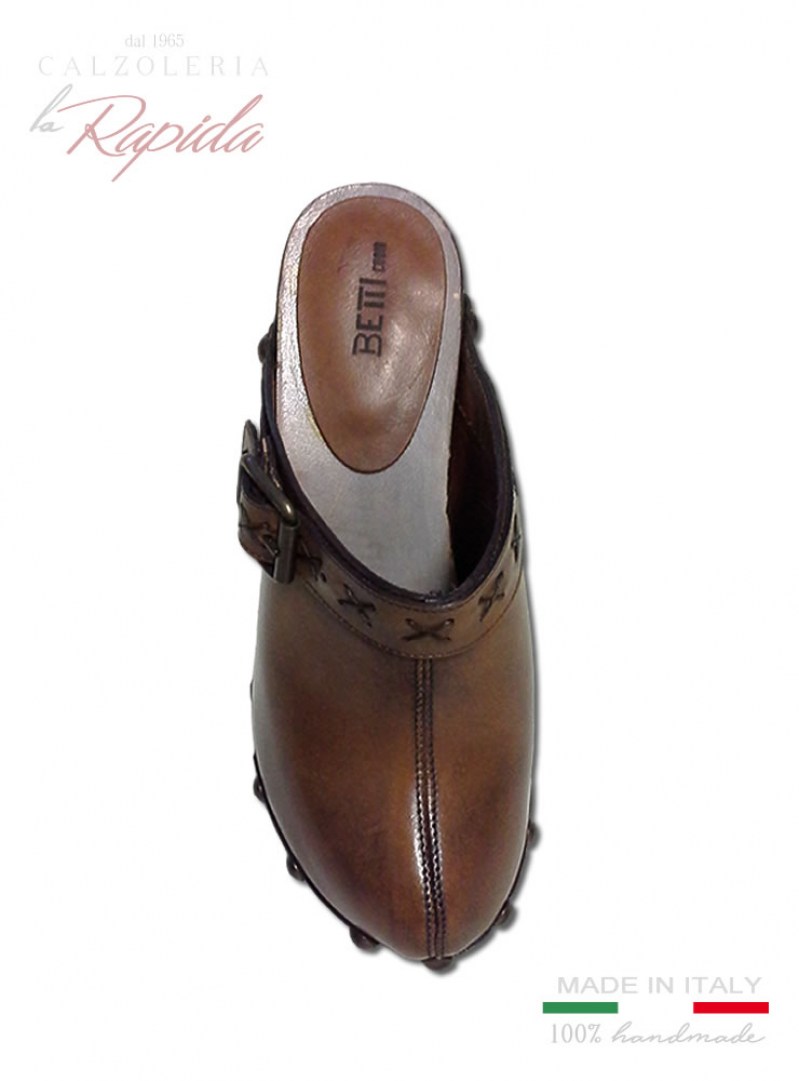 Zoccoli chiusi vintage donna tacco alto in pelle old style | La Rapida