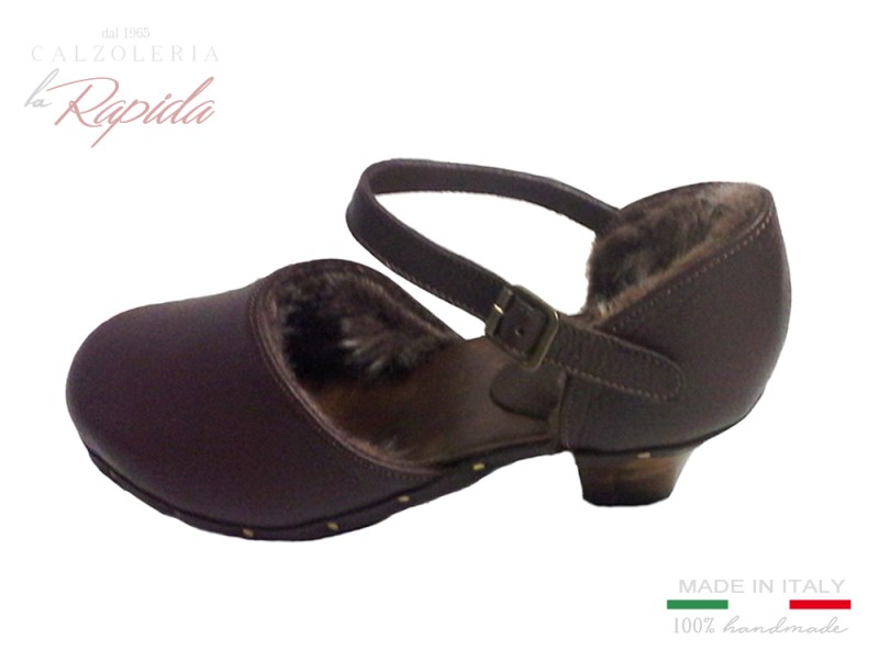 ► Sandali donna con tacco medio invernali | Pelliccia calda in montone | LA RAPIDA