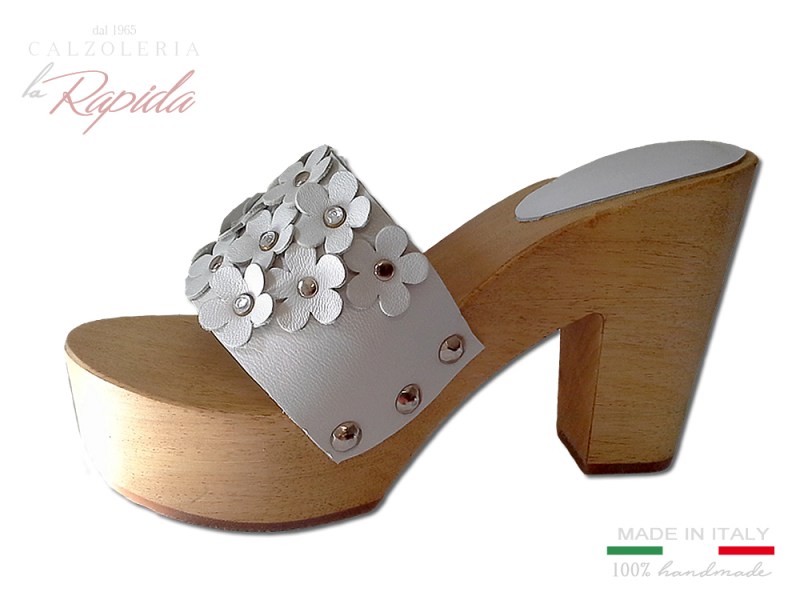 Zoccoli Donna Bianchi Gioiello con Fiori e Strass Novità Estate