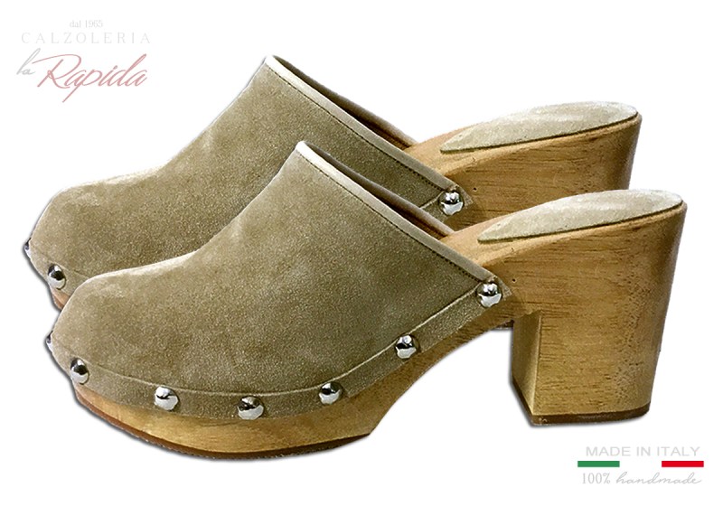 Zoccoli Svedesi Clogs Donna Camoscio Beige | La Rapida