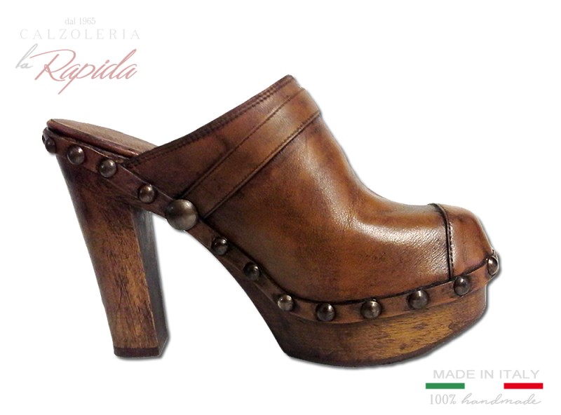 Zoccoli Sabot Donna vintage Retrò tacco alto in Legno | La Rapida Betti
