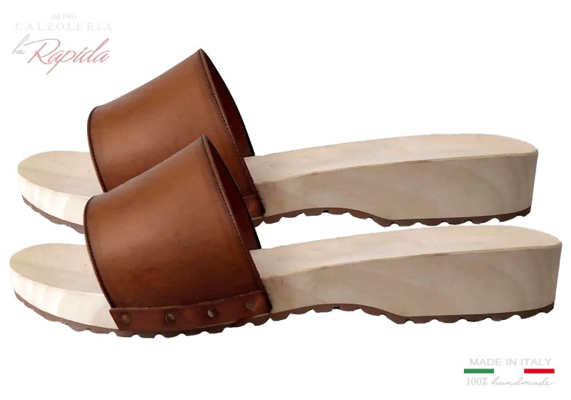 Zoccoli Uomo Legno Anatomici Fascia Cuoio Estate | La Rapida