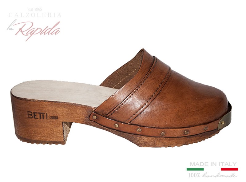 Zoccoli Legno Uomo Estate Chiusi Sabot Anni 70-90 Pelle Cuoio Artigianali