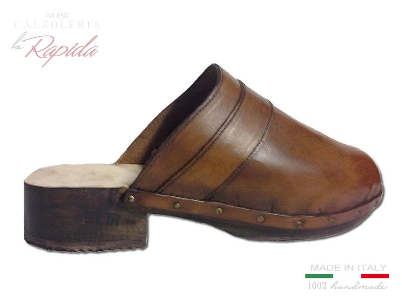 Zoccoli mules olandesi in legno e pelle artigianali  | La Rapida
