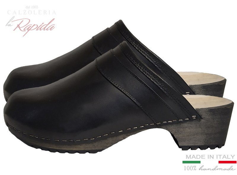 Danish Clogs Zoccoli Danesi Uomo antique brown footbeds Dark leather uppers